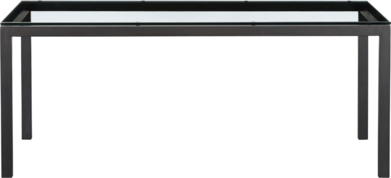 Parsons Glass Top 72x42 Dining Table with Natural Dark Steel Base