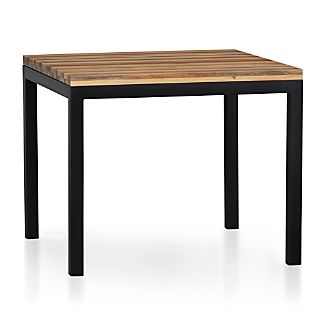 Reclaimed Wood Top/ Natural Dark Steel Base 36" Sq. Parsons Dining Table