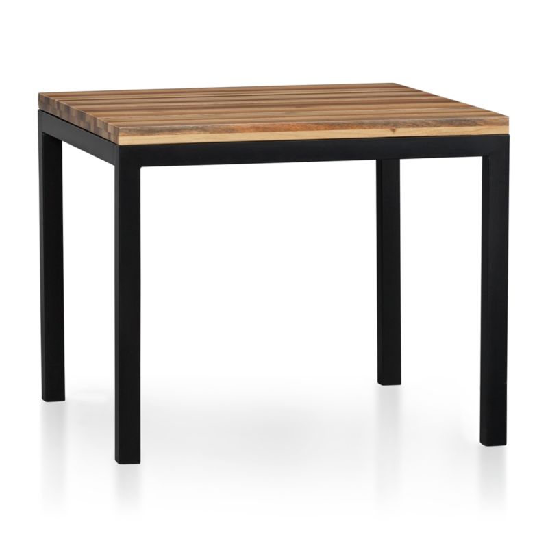 Reclaimed Wood Top/ Natural Dark Steel Base 36" Sq. Parsons Dining Table