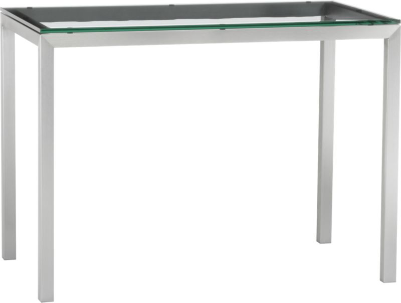 Parsons Glass Top 48x28 High Dining Table with Stainless Steel Base