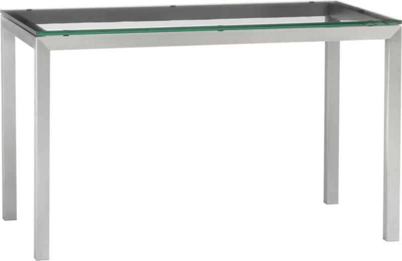Parsons Glass Top 48x28 Dining Table with Stainless Steel Base