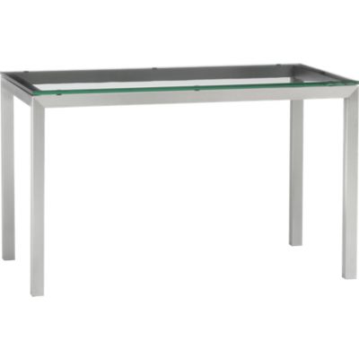 Parsons Glass Top 48x28 Dining Table with Stainless Steel Base