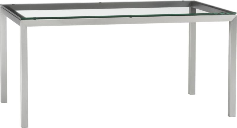 Parsons Glass Top 60x36 Dining Table with Stainless Steel Base