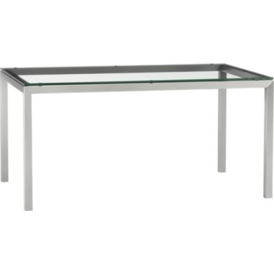 Parsons Glass Top 60x36 Dining Table with Stainless Steel Base
