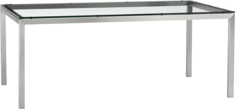 Parsons Glass Top 72x42 Dining Table with Stainless Steel Base