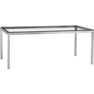 Parsons Glass Top 72x42 Dining Table with Stainless Steel Base