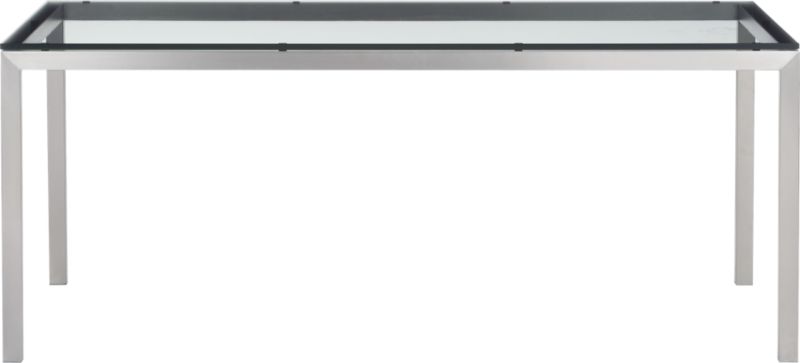 Parsons Glass Top 72x42 Dining Table with Stainless Steel Base