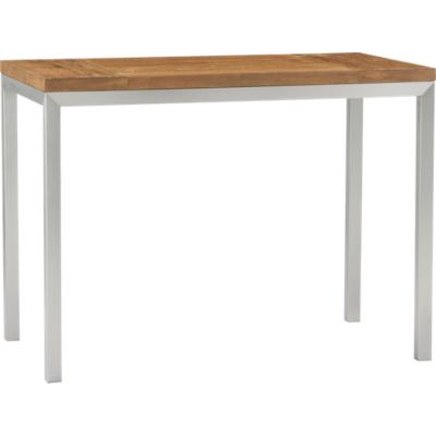Parsons Teak Top 48x28 High Dining Table with Stainless Steel Base