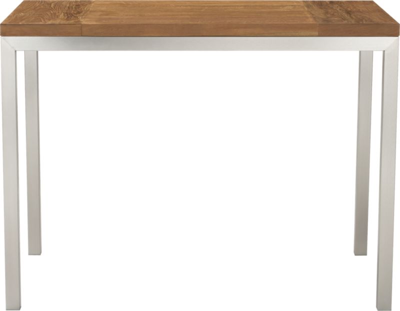 Parsons Teak Top 48x28 High Dining Table with Stainless Steel Base