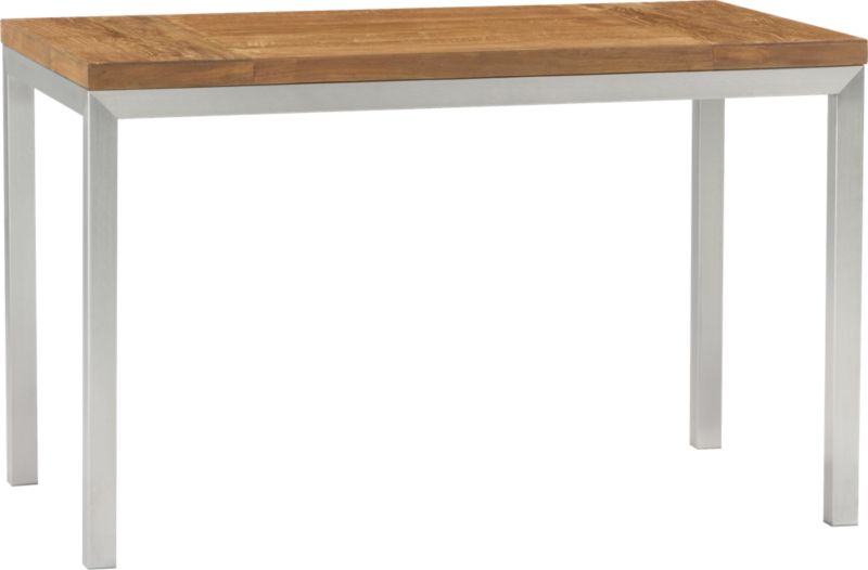 Parsons Teak Top 48x28 Dining Table with Stainless Steel Base