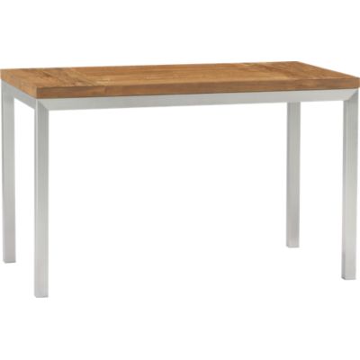 Parsons Teak Top 48x28 Dining Table with Stainless Steel Base