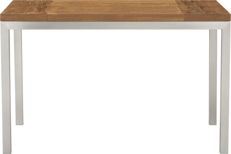 Parsons Teak Top 48x28 Dining Table with Stainless Steel Base