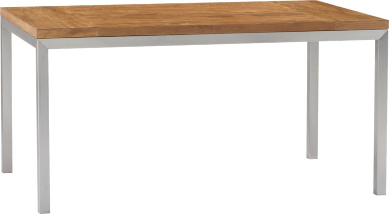 Parsons Teak Top 60x36 Dining Table with Stainless Steel Base
