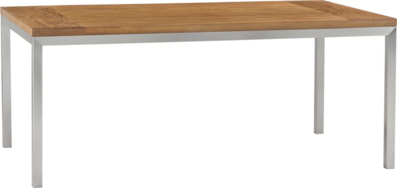 Parsons Teak Top 72x42 Dining Table with Stainless Steel Base