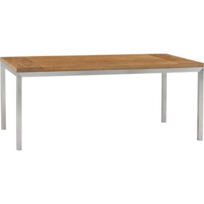 Parsons Teak Top 72x42 Dining Table with Stainless Steel Base