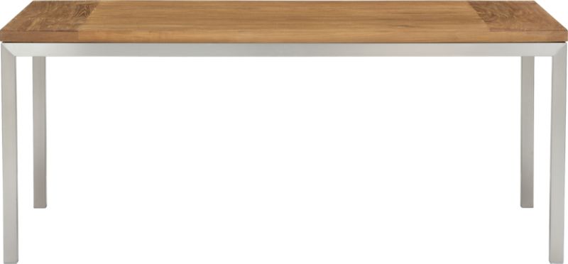 Parsons Teak Top 72x42 Dining Table with Stainless Steel Base