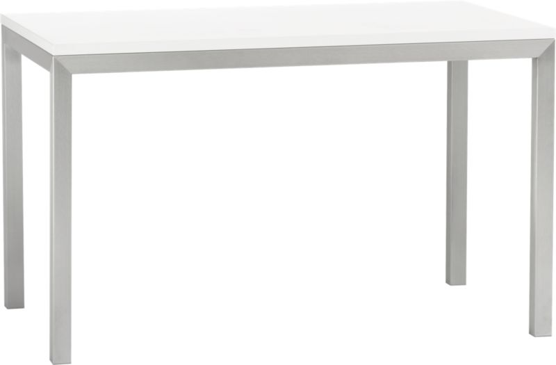 Parsons White Top 48x28 Dining Table with Stainless Steel Base