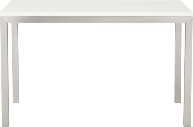 Parsons White Top 48x28 Dining Table with Stainless Steel Base