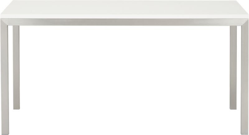 Parsons White Top 60x36 Dining Table with Stainless Steel Base