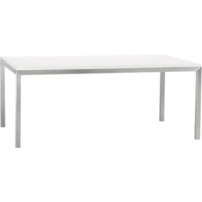 Parsons White Top 72x42 Dining Table with Stainless Steel Base