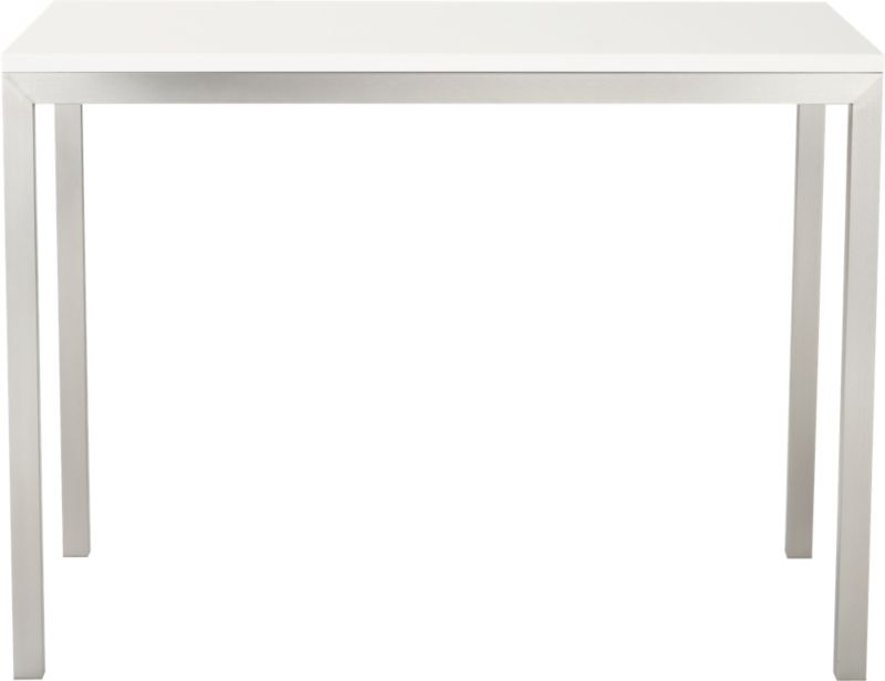 Parsons White Top 48x28 High Dining Table with Stainless Steel Base