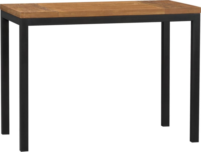 Parsons Teak Top 48x28 High Dining Table with Natural Dark Steel Base