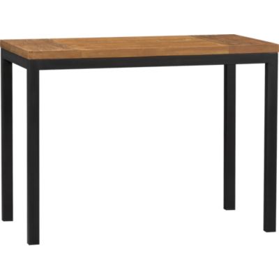 Parsons Teak Top 48x28 High Dining Table with Natural Dark Steel Base