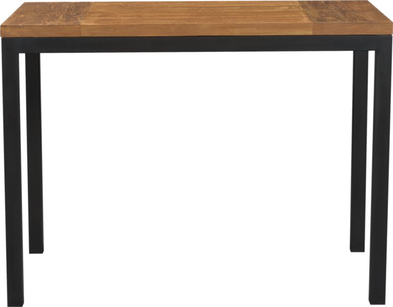 Parsons Teak Top 48x28 Dining Table with Natural Dark Steel Base