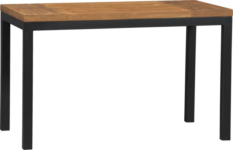 Parsons Teak Top 48x28 Dining Table with Natural Dark Steel Base