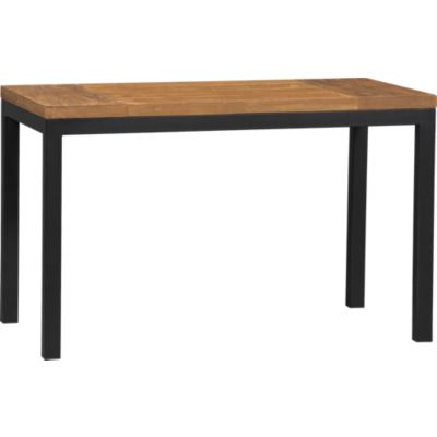 Parsons Teak Top 48x28 Dining Table with Natural Dark Steel Base