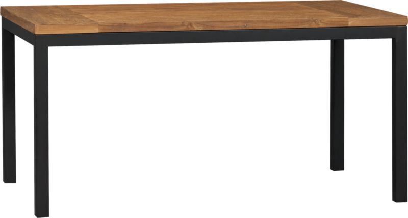 Parsons Teak Top 60x36 Dining Table with Natural Dark Steel Base
