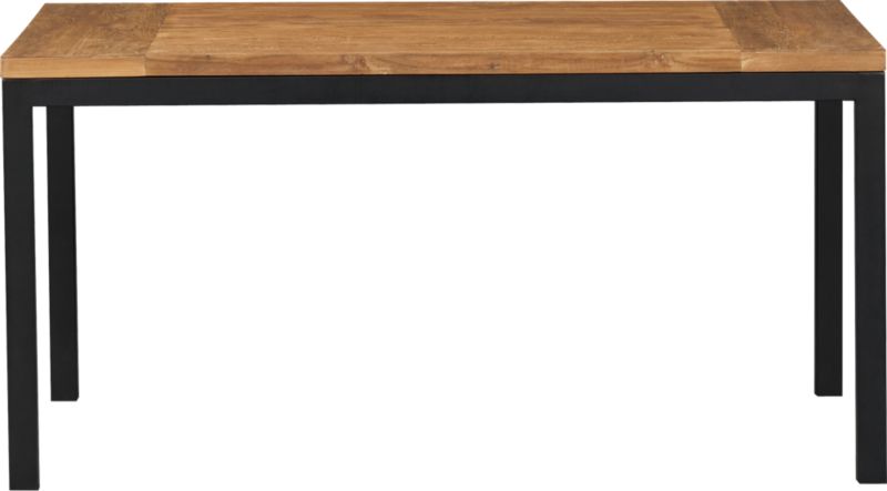 Parsons Teak Top 60x36 Dining Table with Natural Dark Steel Base