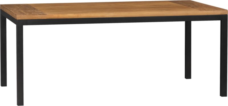 Parsons Teak Top 72x42 Dining Table with Natural Dark Steel Base