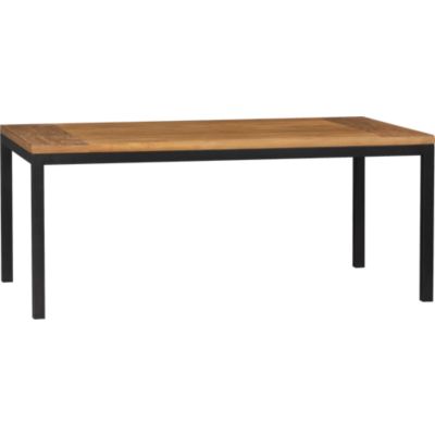 Parsons Teak Top 72x42 Dining Table with Natural Dark Steel Base