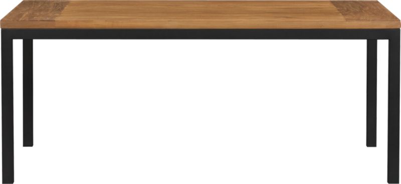Parsons Teak Top 72x42 Dining Table with Natural Dark Steel Base