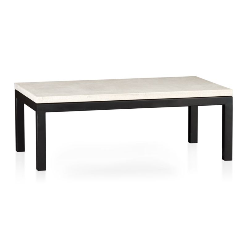 Parsons Rectangular Coffee Table with Travertine Top