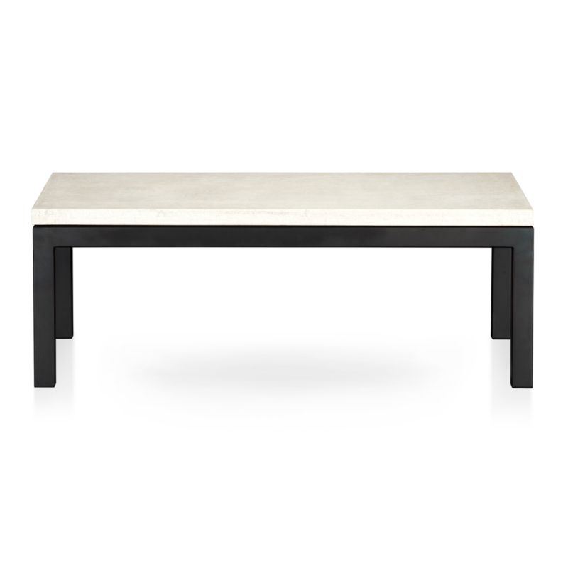 Parsons Rectangular Coffee Table with Travertine Top