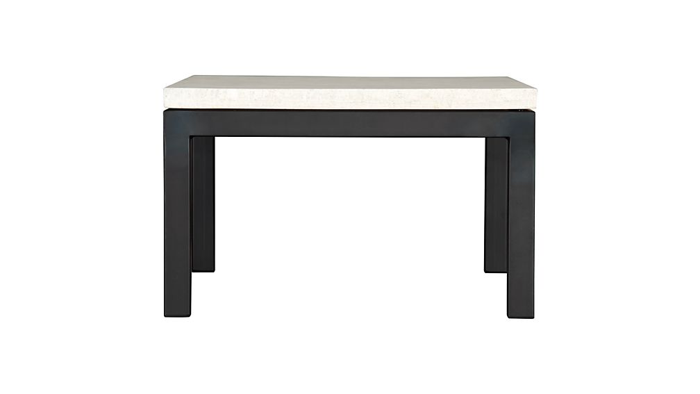 Parsons Rectangular Coffee Table with Travertine Top Crate and Barrel