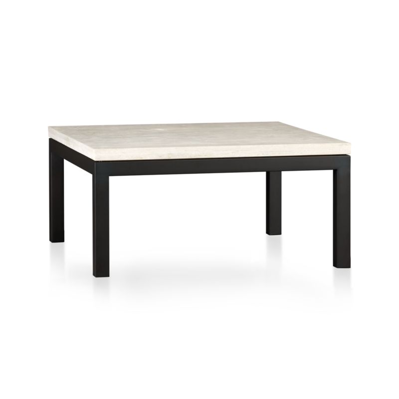 Parsons Square Coffee Table with Travertine Top