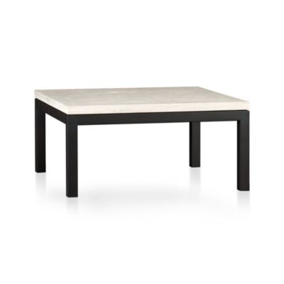 Parsons Square Coffee Table with Travertine Top