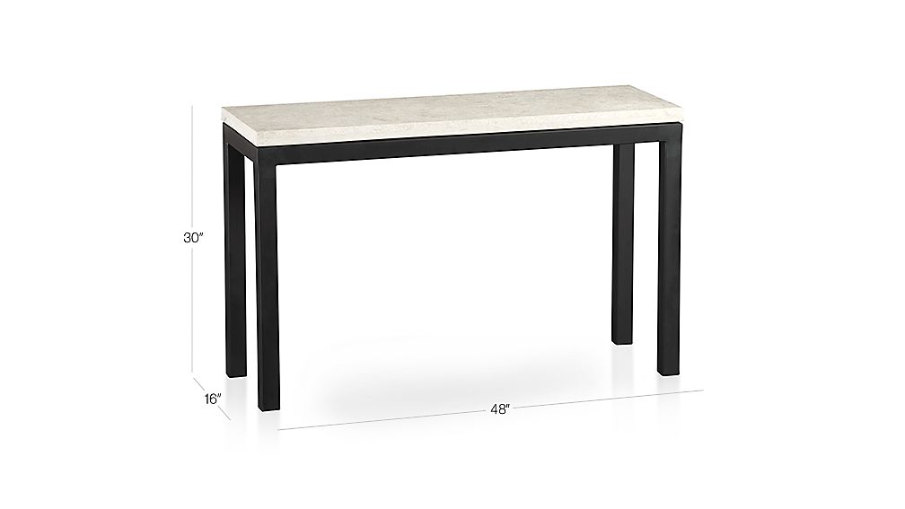 Parsons Dark Steel Console Table with Travertine Top Crate and Barrel