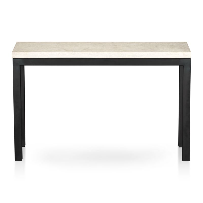 Parsons Console Table with Travertine Top