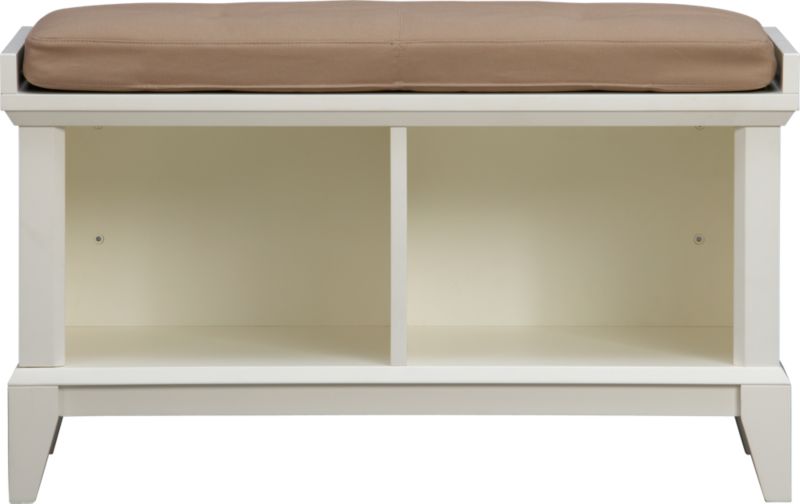 Paterson White Storage Bench with Wheat Cushion