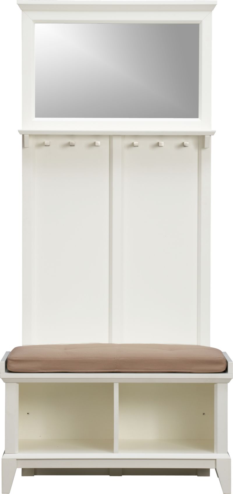 Paterson White Storage Bench with Wheat Cushion and Panel