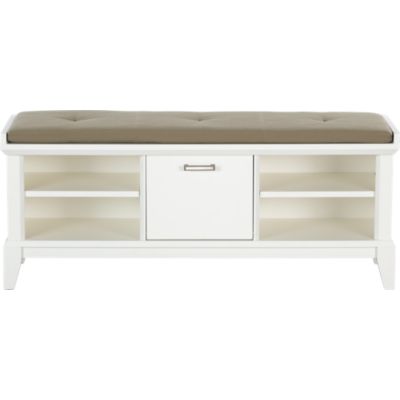 Paterson White Bench with Wheat Cushion