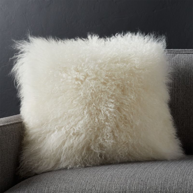 White Mongolian Lamb Pillow Crate and Barrel