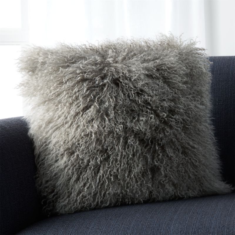 Grey Mongolian Lamb Pillow Crate and Barrel