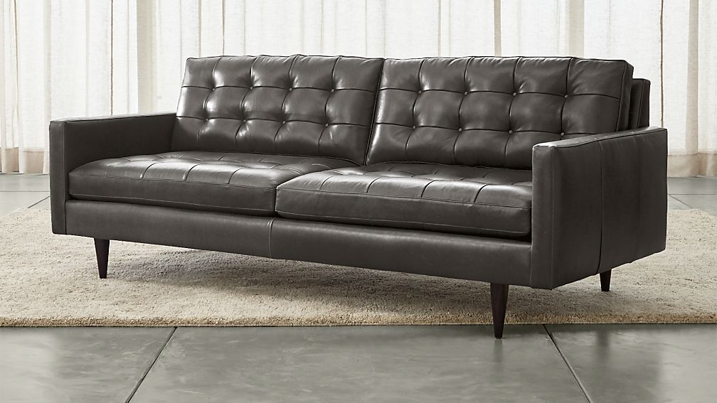 Petrie Leather Sofa Laval Carbon Crate and Barrel