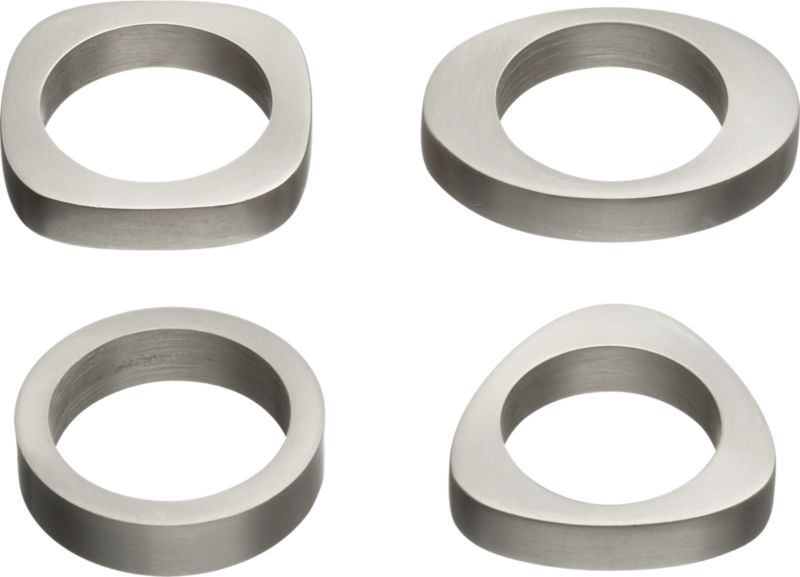 Set of 4 Pewter Shapes Napkin Rings