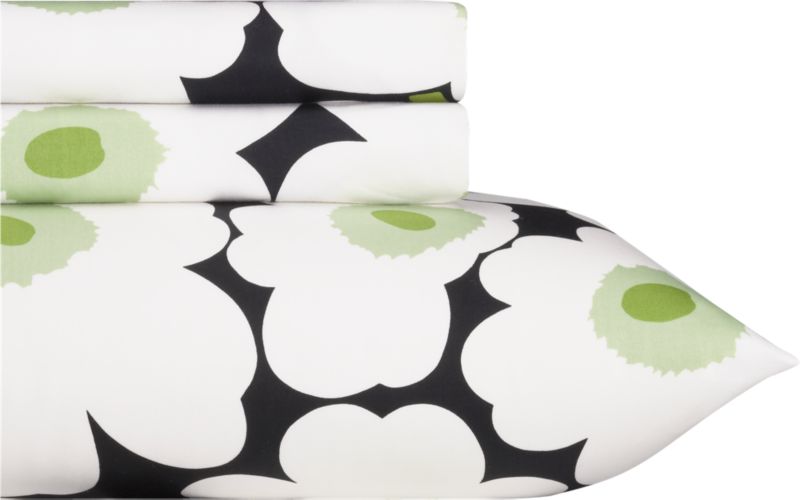 Marimekko Pieni Unikko Black Twin Extra Long Sheet Set